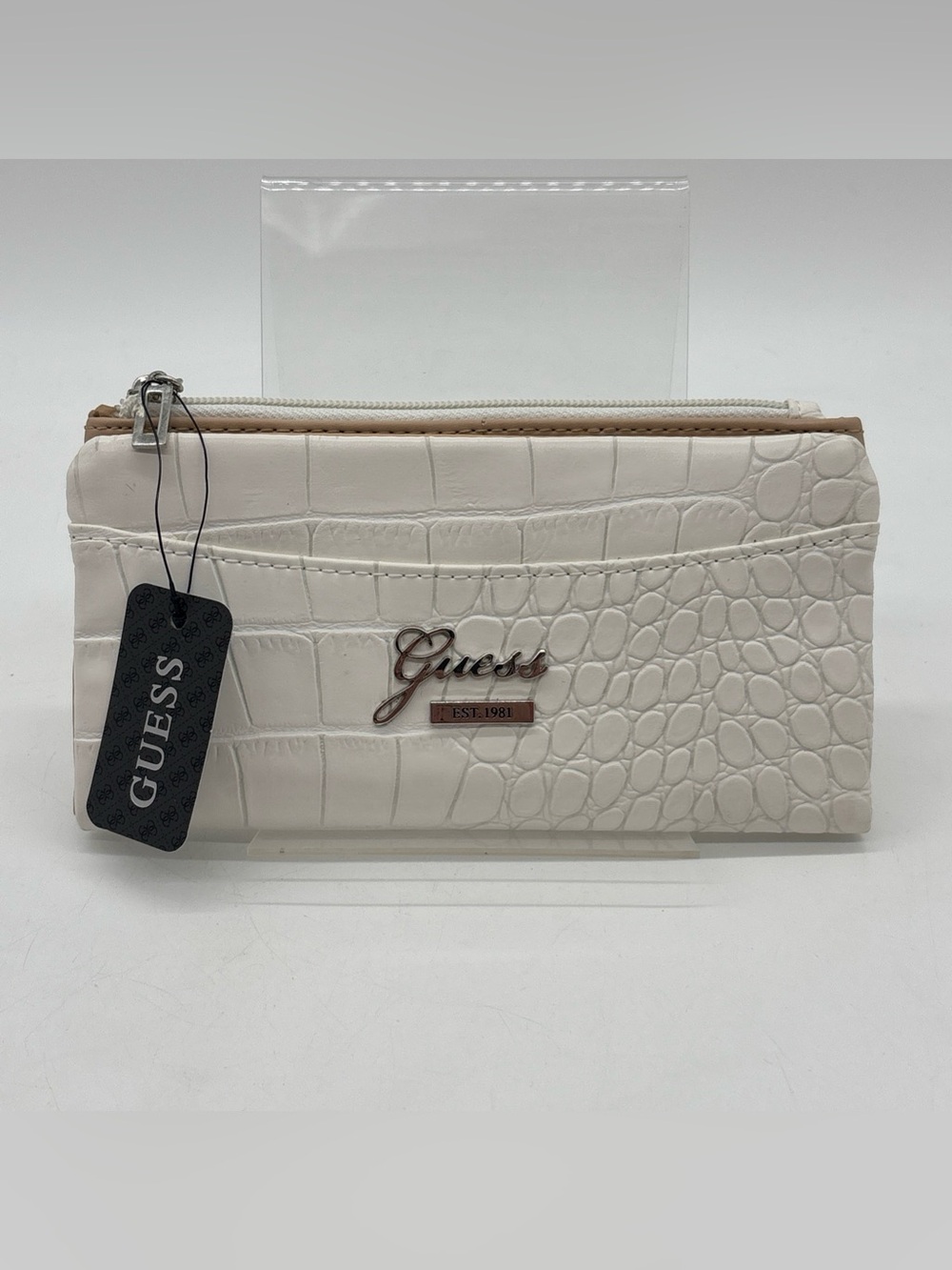 Guess White Crocodile Embossed Faux Leather Wallet - Emueshe SLG CR604566 - NWT
